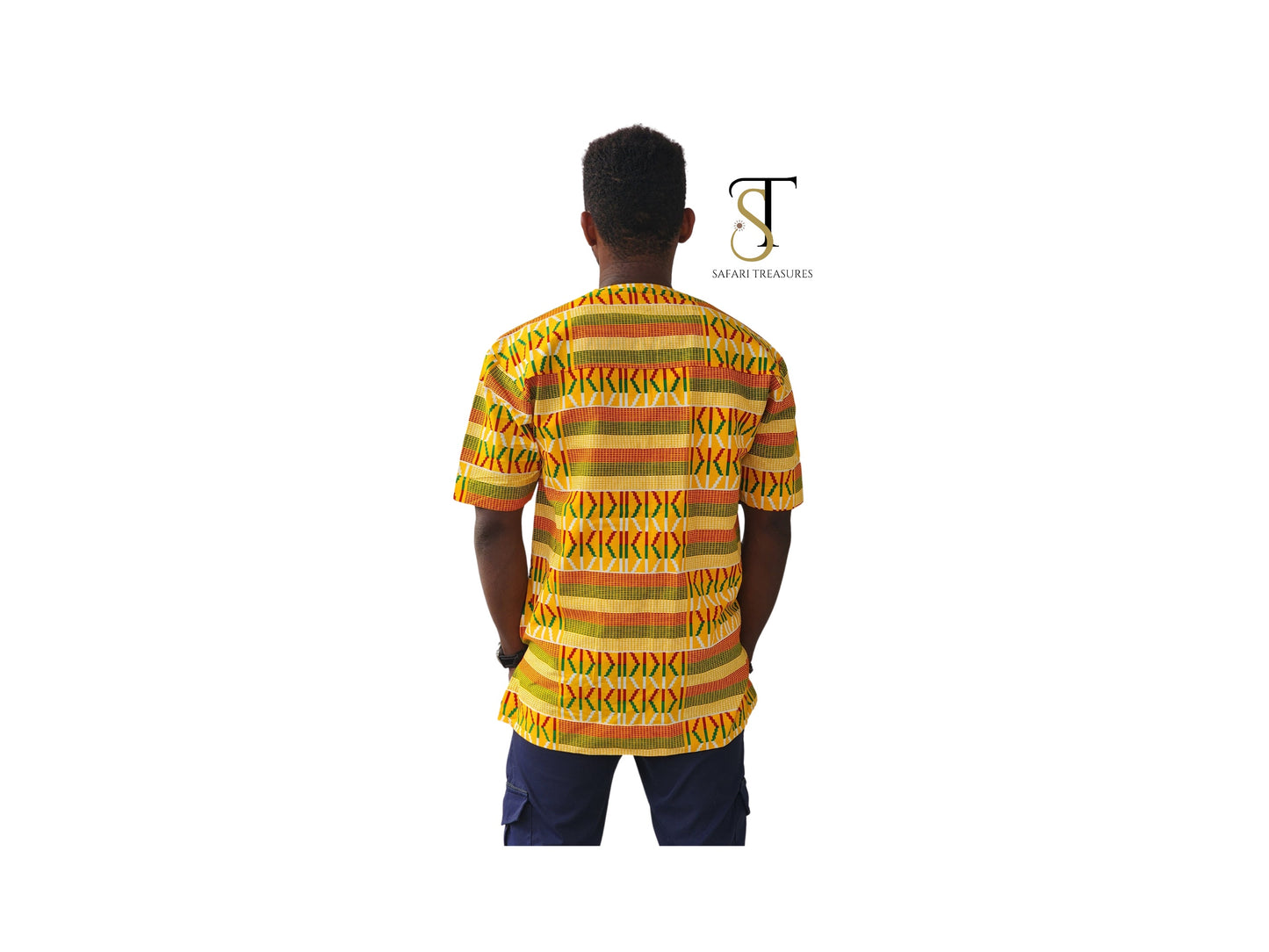 Afe Men's Ghana Kente Pattern African Print Shirt