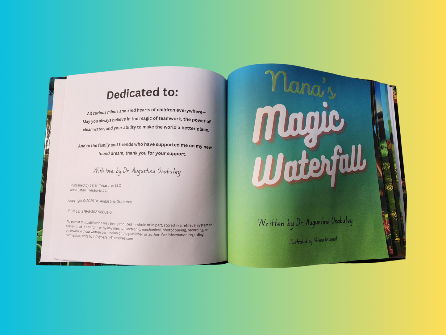 Nana's Magic Waterfall -Hardcover, Children's Story Book, Ages 0 to 12, Teamwork, Clean water, Environmental Sustainability, Children's Book, Activity Section