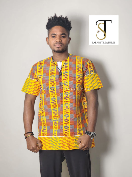Ackah Men's Ghana Kente Pattern African Print