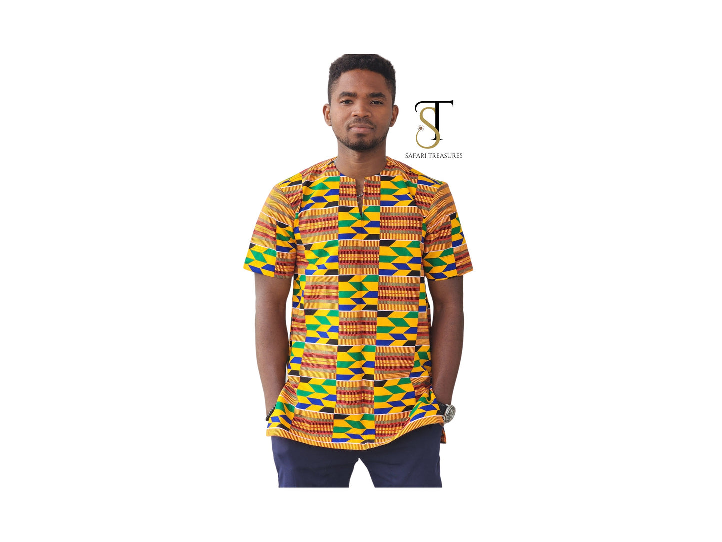 Adama Men's African Kente Print clothin