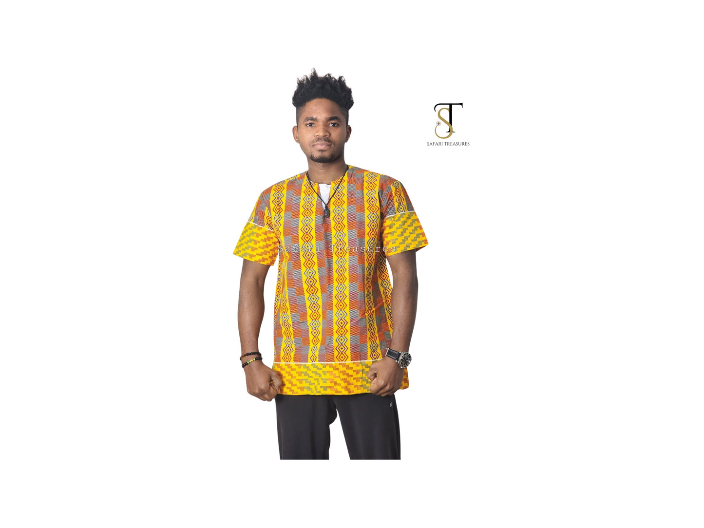 Ackah Men's Ghana Kente Pattern African Print