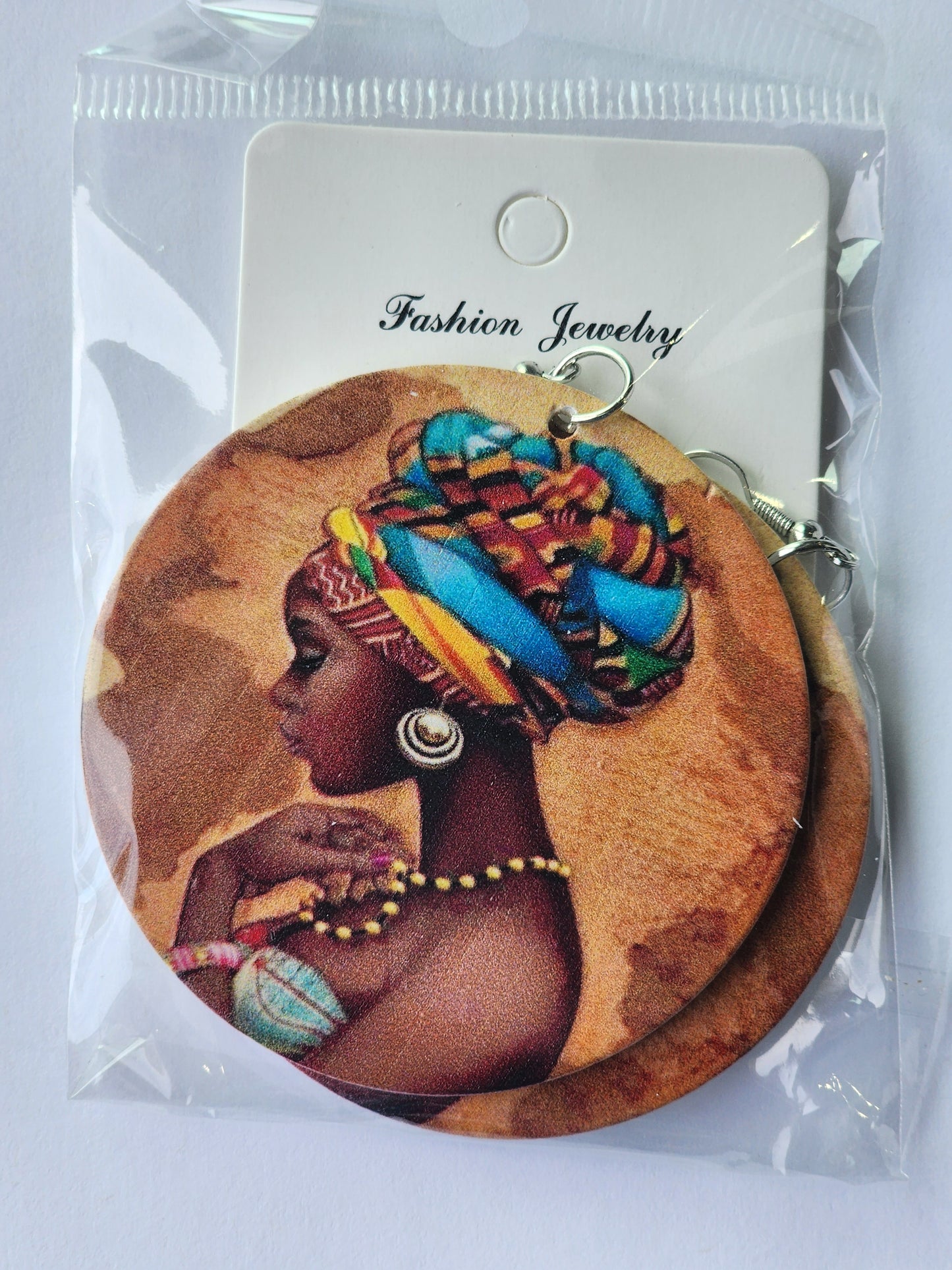 Nene Round African Wooden Earrings