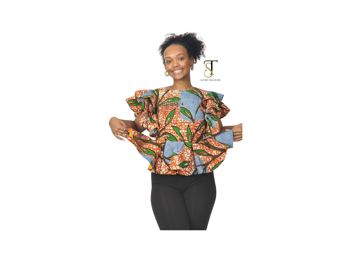 Aca Women's African Print Peplum Top