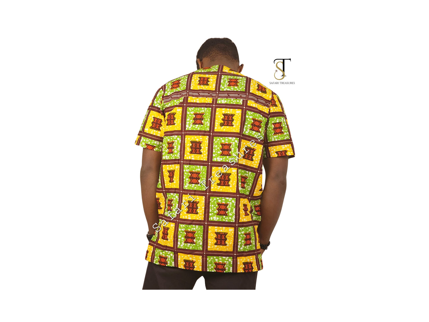 JP Men's African Print Collar Shirt