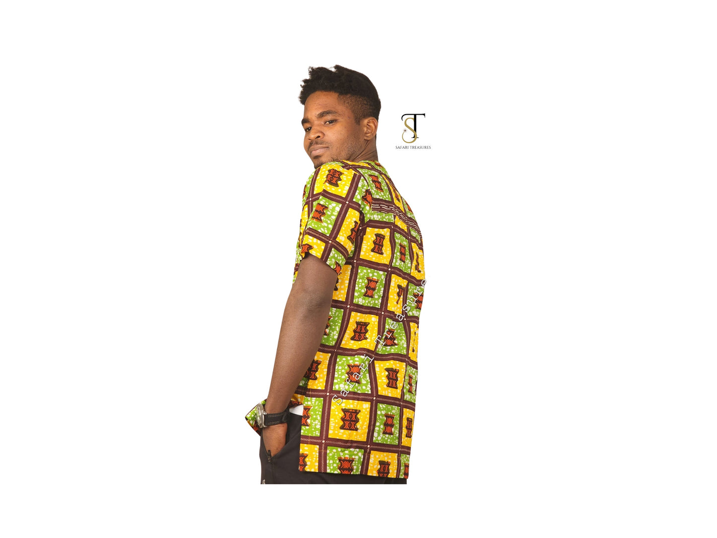 JP Men's African Print Collar Shirt