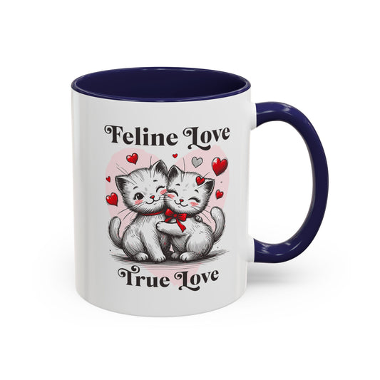 Feline Love Mug - Cute Cat Coffee Cup, Valentine's Day Gift, Animal Lover's Mug, Cozy Home Decor, Perfect for Pet Owners