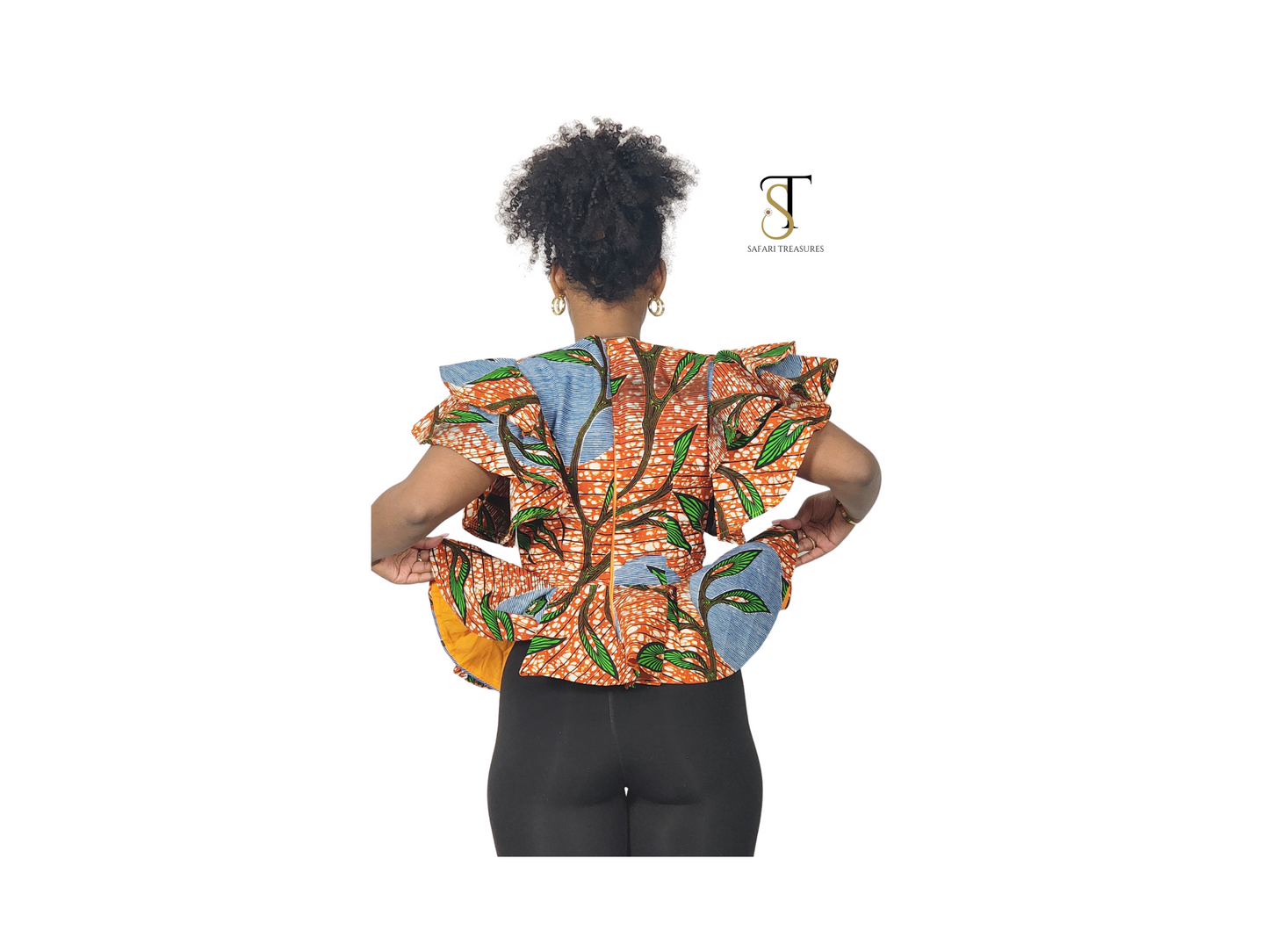 Aca Women's African Print Peplum Top , Ankara Dress, African Women Dress, African Wear