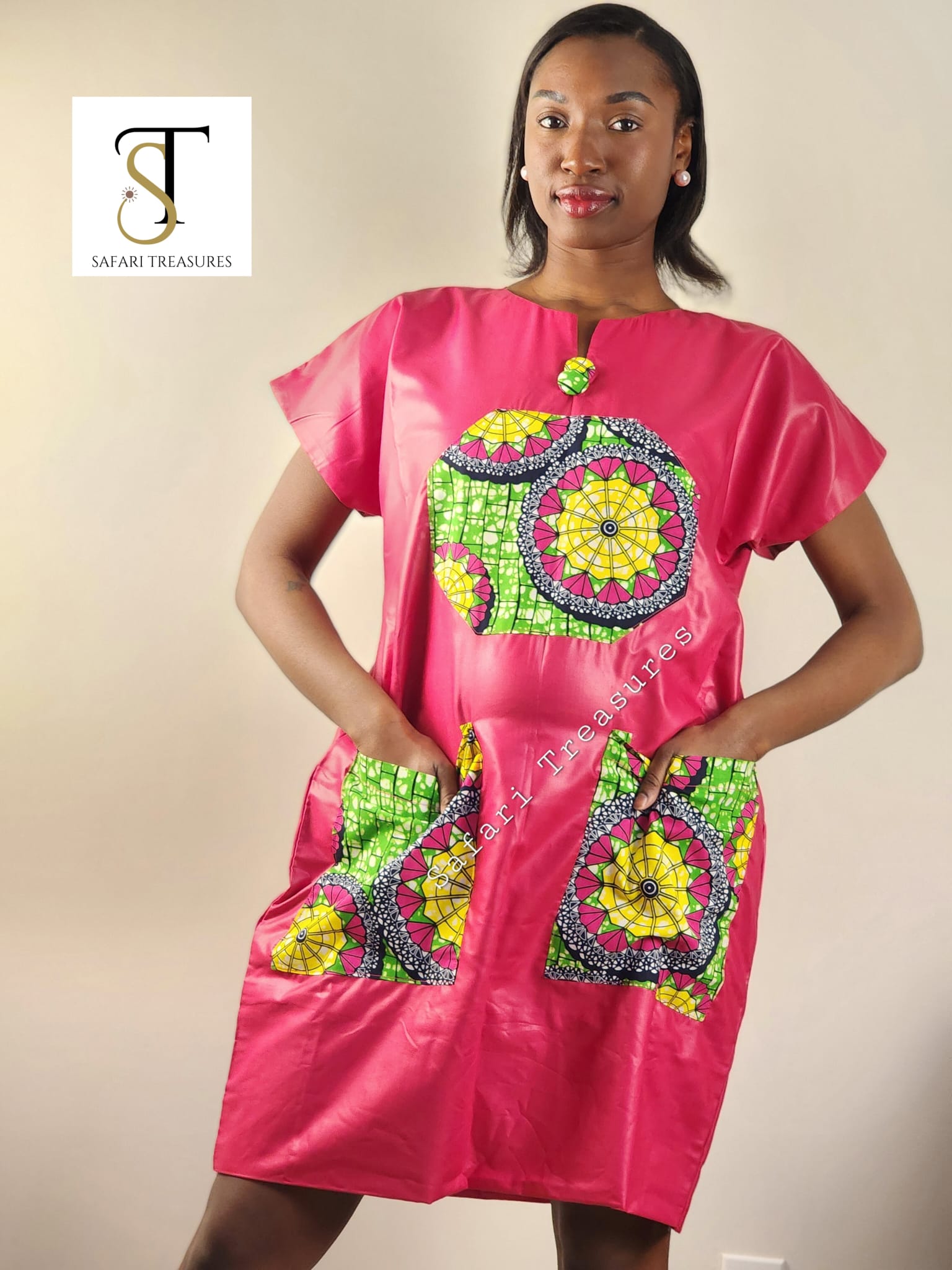 African print hot sale straight dress